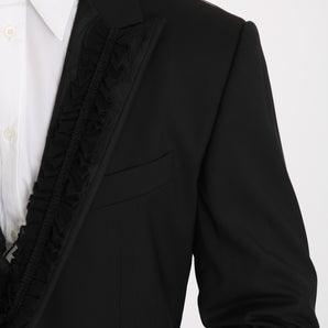 Dolce &amp; Gabbana Elegant Black Slim Fit Martini Blazer Jacket