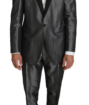Dolce & Gabbana Elegant Gray Patterned Martini Suit Dolce & Gabbana 