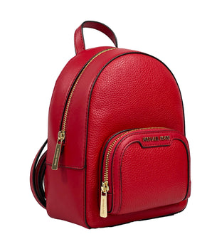 Michael Kors Jaycee Mini XS Leather Zip Pocket Backpack Red