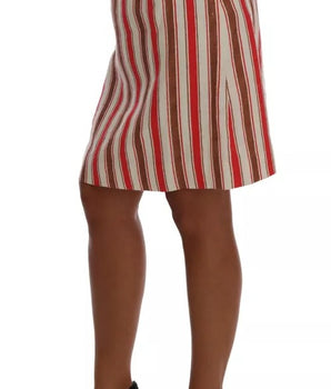 Dolce &amp; Gabbana Multicolor Portofino Stripes Cotton Midi Skirt