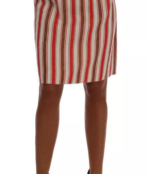Dolce &amp; Gabbana Multicolor Portofino Stripes Cotton Midi Skirt