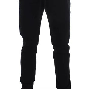 Dolce &amp; Gabbana Black Gray Wool Casual Trousers Stripe Pants