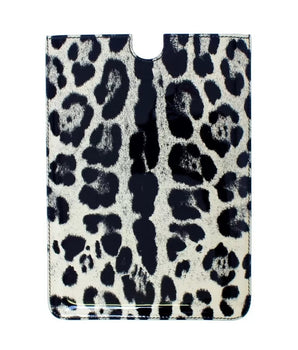 Dolce &amp; Gabbana White Leopard Pattern Leather eBook Cover Tablet Case