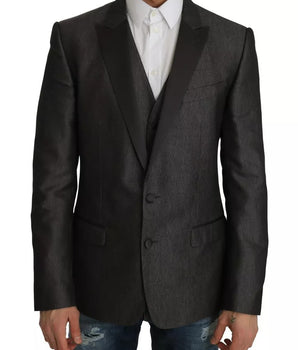 Dolce &amp; Gabbana Gray MARTINI 2 Piece Vest Coat Blazer
