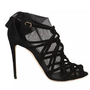 Botines, calcetines y tacones de aguja de ante negro de Dolce &amp; Gabbana