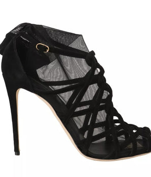 Dolce &amp; Gabbana Black Suede Stilettos Booties Socks Shoes