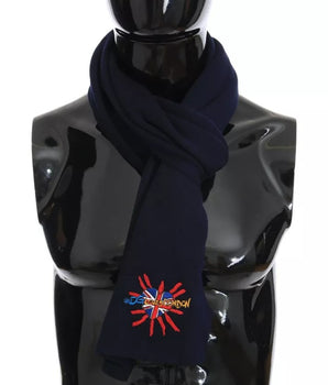 Dolce &amp; Gabbana Blue Wool #DGLovesLondon Shawl Scarf