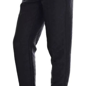 Pantalones de cintura alta con brocado floral negro de Dolce &amp; Gabbana