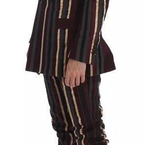 Dolce & Gabbana Multicolor Striped Runway 3 Piece Slim Fit Vest Suit