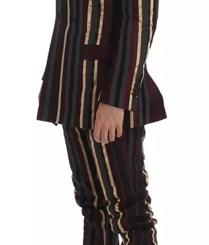 Dolce &amp; Gabbana Multicolor Striped Runway 3 Piece Slim Fit Vest Suit