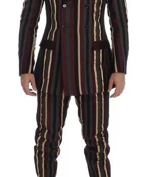 Dolce &amp; Gabbana Multicolor Striped Runway 3 Piece Slim Fit Vest Suit