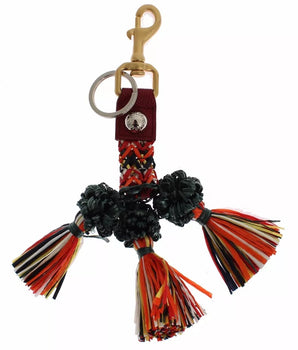 Dolce &amp; Gabbana Multicolor Raffia Leather Clasp Finder Chain Keyring