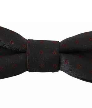 Dolce &amp; Gabbana Gray Dotted Silk Adjustable Neck Bow Tie