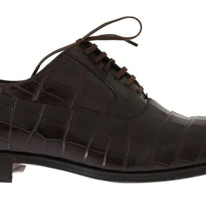 Dolce &amp; Gabbana Brown Patterned Leather Dress Formal Shoes