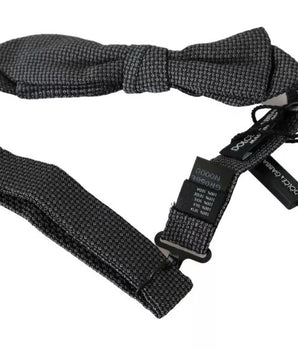 Dolce &amp; Gabbana Gray Silk Patterned Mens Necktie Bow Tie