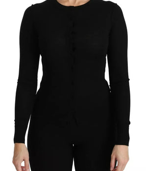 Dolce &amp; Gabbana Black Virgin Wool Long Sleeve Top Blouse Top