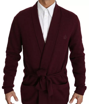 Dolce &amp; Gabbana Bordeaux Cashmere Crown Cardigan Sweater