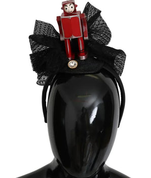 Dolce &amp; Gabbana Red Black Robot Clear Crystal Headband Tiara Diadem