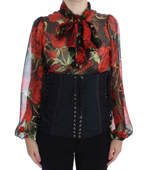 Dolce & Gabbana Elegant Black Floral Brocade Corset Belt Dolce & Gabbana 