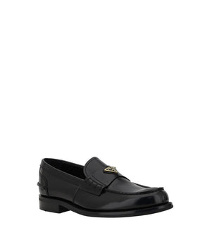 Prada Black Calf Leather Bos Taurus Slip-On Loafers