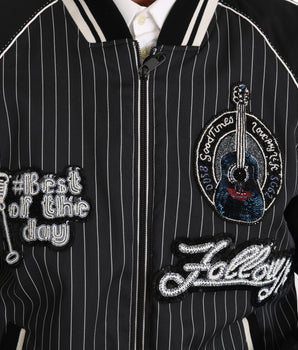 Dolce & Gabbana Elegant Sequined Black Bomber Jacket Dolce & Gabbana 