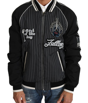 Dolce & Gabbana Elegant Sequined Black Bomber Jacket Dolce & Gabbana 