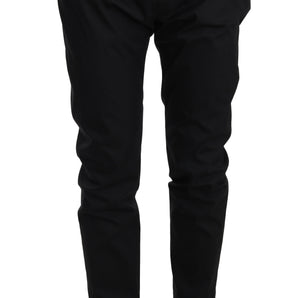 Dolce &amp; Gabbana Elegante pantalón negro formal de mezcla de lana