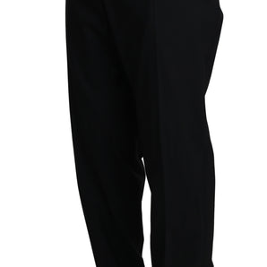 Dolce &amp; Gabbana Elegante pantalón negro formal de mezcla de lana