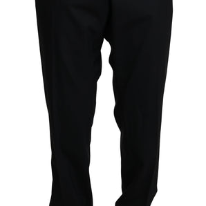 Dolce &amp; Gabbana Elegante pantalón negro formal de mezcla de lana