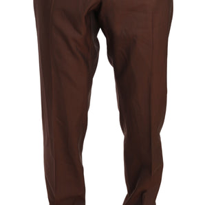 Dolce & Gabbana Elegant Brown Wool-Silk Formal Pants