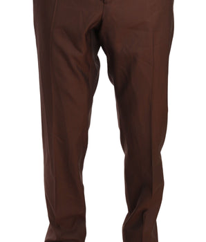 Dolce & Gabbana Elegant Brown Wool-Silk Formal Pants Dolce & Gabbana 