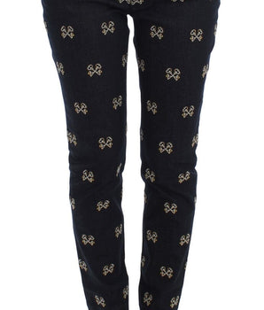 Dolce & Gabbana Blue Key Embroidered Slim Fit KATE Jeans Dolce & Gabbana 