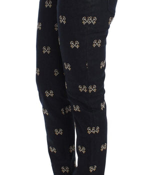 Dolce & Gabbana Blue Key Embroidered Slim Fit KATE Jeans Dolce & Gabbana 