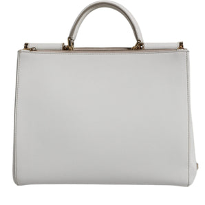 Dolce & Gabbana White Leather Logo Top Handle Tote Crossbody Bag