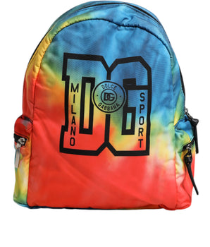 Dolce &amp; Gabbana Multicolor Tie Dye Nylon Logo Print Kids Backpack Bag