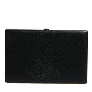 Dolce & Gabbana Black Leather Gold Frame Clutch Evening Party Purse Bag