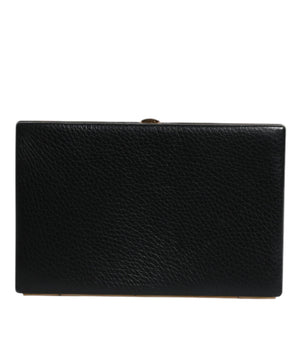 Dolce &amp; Gabbana Black Leather Gold Frame Clutch Evening Party Purse Bag