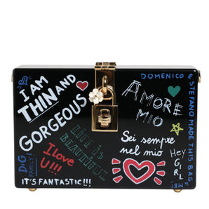 Dolce & Gabbana Black Graffiti Print Clutch Crossbody Bag