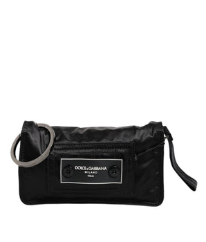 Dolce &amp; Gabbana Black Fabric Logo Two Way Clutch Crossbody Bag