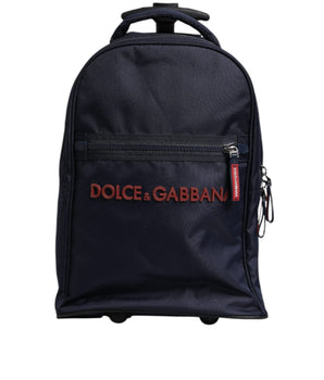 Dolce &amp; Gabbana Blue Red Polyester Kids Back Pack Wheel Suitcase Bag