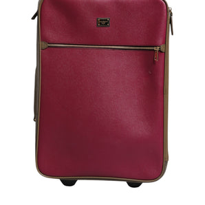 Dolce & Gabbana Fuchsia Khaki Leather Trolley Travel Wheel Suitcase Bag