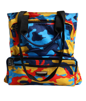 Dolce &amp; Gabbana Multicolor Camouflage Nylon Shopping Tote Bag
