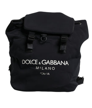 Dolce &amp; Gabbana Black Neoprene Nylon DG Logo School Backpack Bag