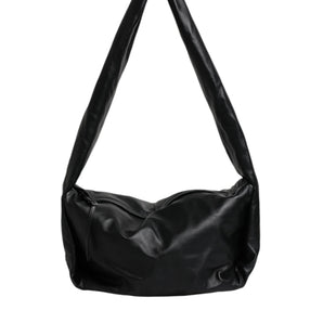 Dolce & Gabbana Black Leather Logo Plaque Shoulder Bag