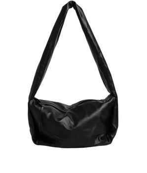 Dolce &amp; Gabbana Black Leather Logo Plaque Shoulder Bag