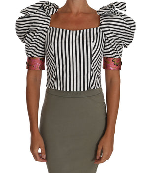 Dolce &amp; Gabbana Elegant Cropped Corset Top with Crystal Buttons