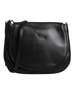 Dolce &amp; Gabbana Black Leather Flap Saddle Shoulder Bag