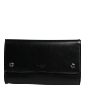 Dolce &amp; Gabbana Black Leather Logo Embossed Crossbody Bag