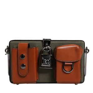 Dolce & Gabbana Green Brown Leather Clutch Purse Bag