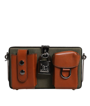 Dolce &amp; Gabbana Green Brown Leather Clutch Purse Bag